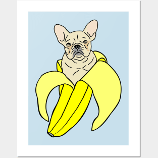 banana white french bulldog doodle Posters and Art